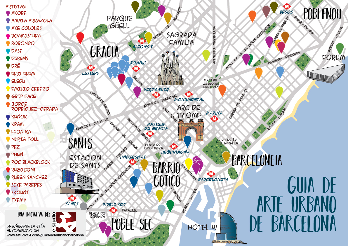 StreetArt Map BCN A3 