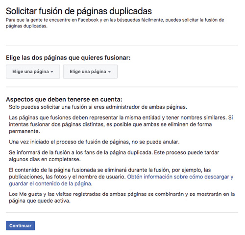 Fusionar Páginas de Facebook 01