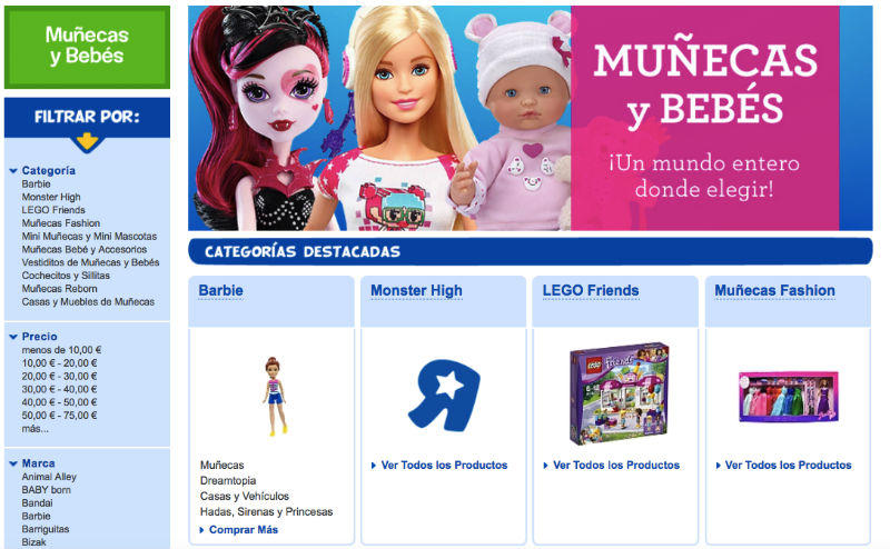 Analisis de usabilidad Toysrus cat muñecas