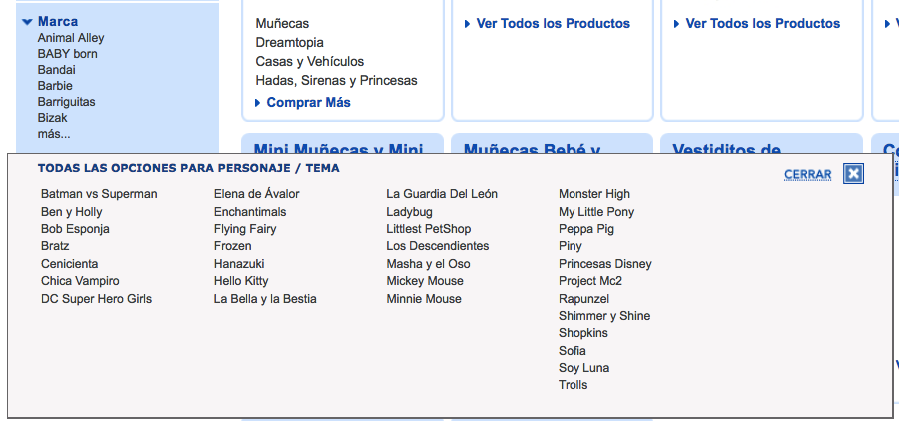 Analisis de usabilidad toysrus nombres muñecas