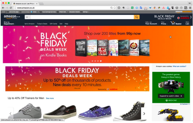 Google Shopping: banner de black friday específico en la página de amazon