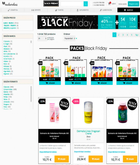 Google Shopping: ejemplo de página de producto con distintivos para reconocer productos de black friday