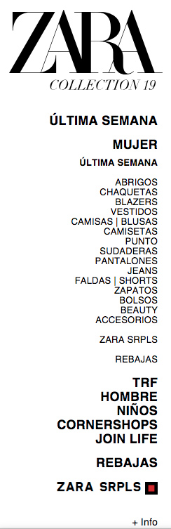 Internal Linking - categorias de zara