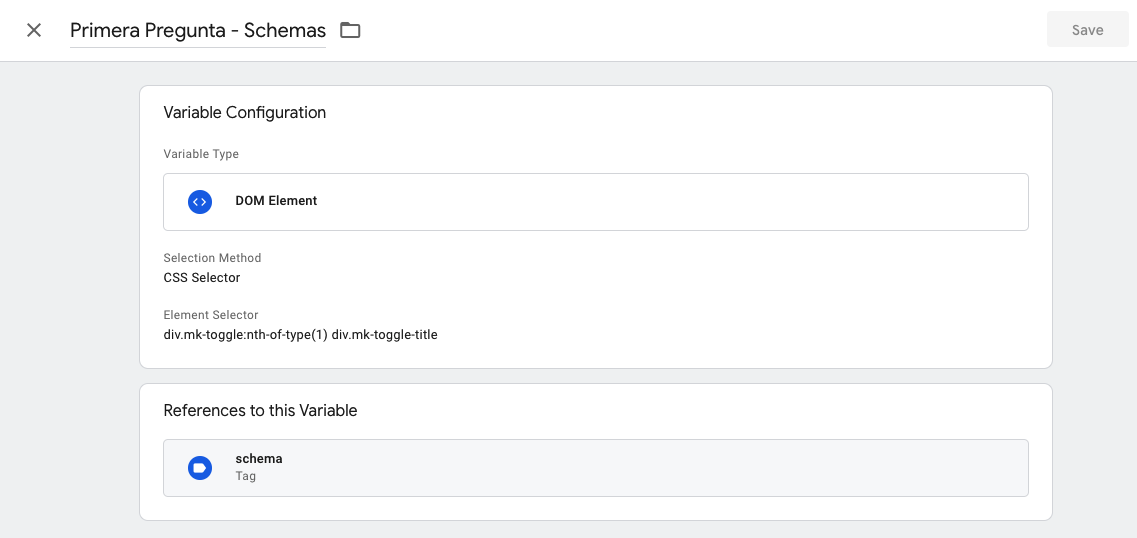 Datos estructurados: selector css para gtm