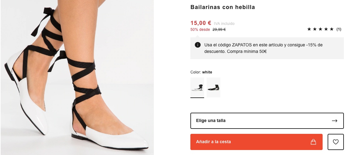 ux y rebajas ejemplo - Zalando descuento recordatorio