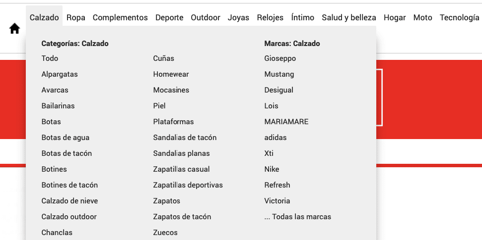 Diseño UX para menús web - ejemplo menu complejo esdemarca